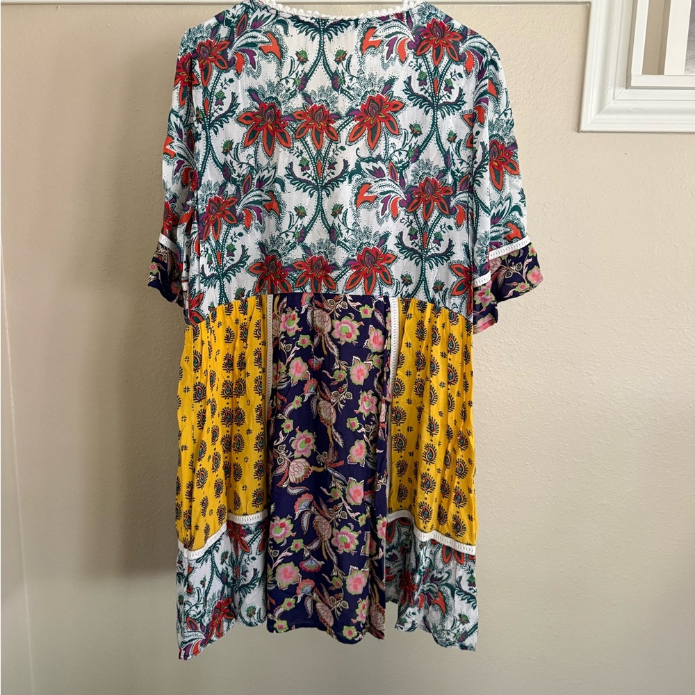 Anthropologie Boho Floral Patchwork V-Neck Women’s Dress - Picture 7 of 10